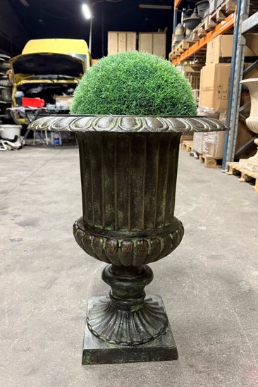 Vase Médicis en fonte cannelé Bronze vert